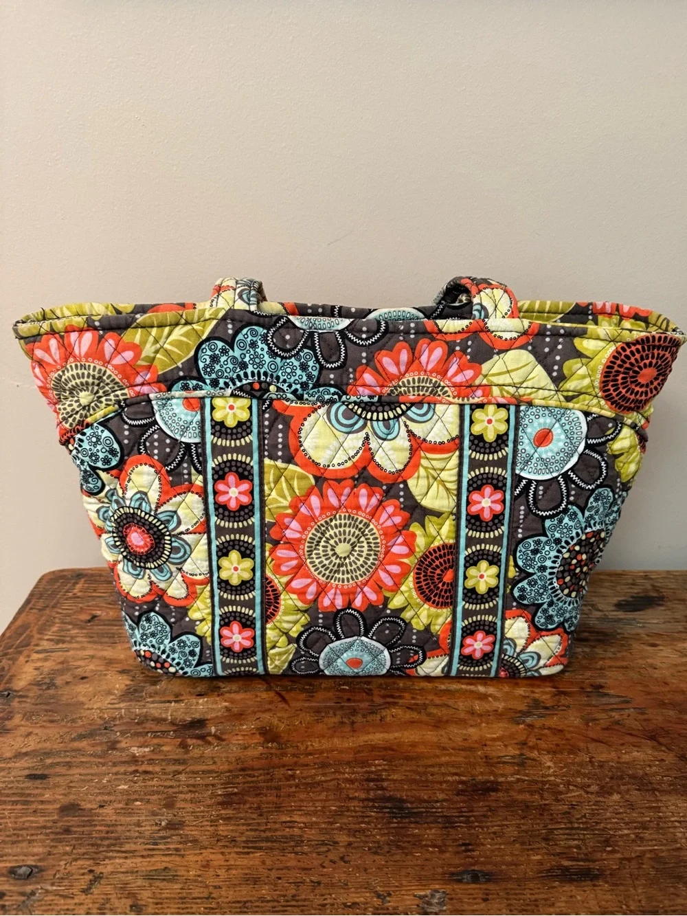 Retired Vera Bradley Quilted Tote in “Flower Shower”